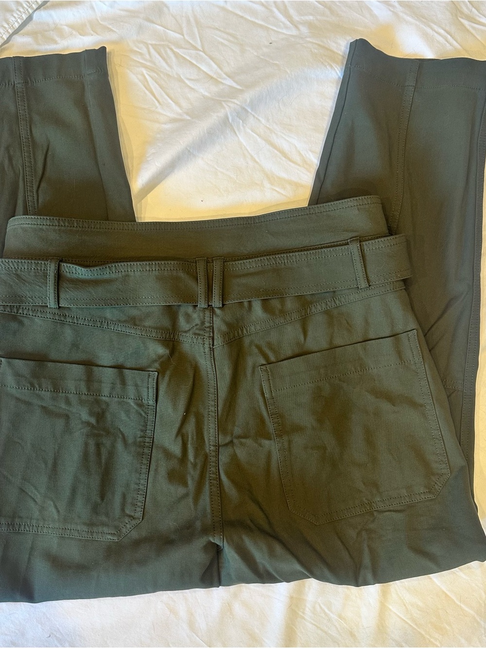 Banana Republic Olive Green Straight-Leg Belted Pants - Picture 6 of 8
